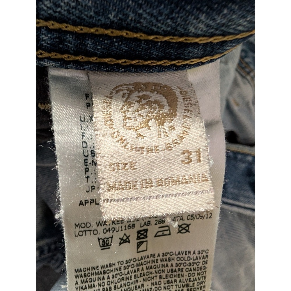 Diesel Industry Distressed Light Wash Jeans Mens 31 Y2K 0806R Waykee Straight - Picture 9 of 16